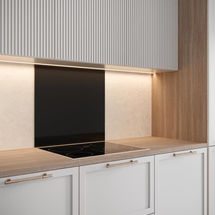 Splashback - SAINT GOBAIN - Matte Black - Glass - 70 cm x 60 cm - Enamelled Glass Backsplash, Black, 70x60 cm
