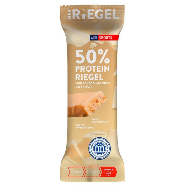 50 % protein - Riegel hvit sjokoladesprø, 6-er-sett (6 x 45 g = 270 g)