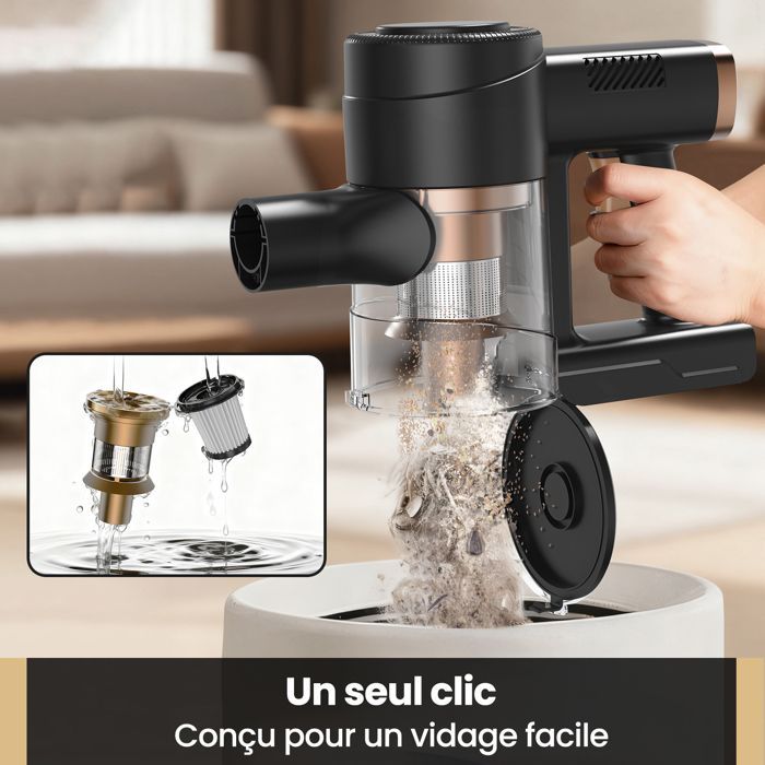 Lamzien V8 Max Cordless Stick Vacuum Cleaner - 45000PA/45min - Efficient Filtration - 3 Modes - Anti-Tangle - Green Light