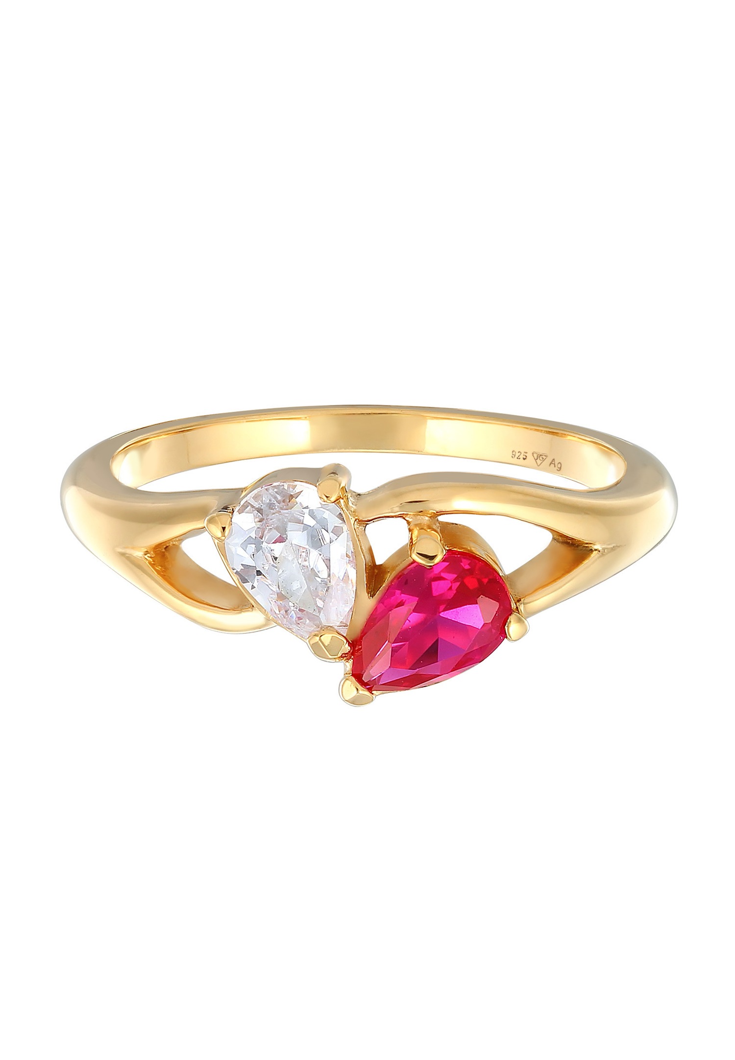 Elli Femmes Bague de fiançailles Infinité avec zirconium et rubis synthétique en argent sterling 925