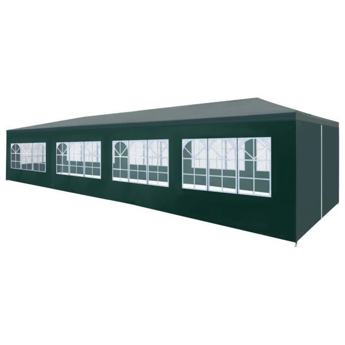 789•)LUXS HOT Tente de réception-Tonnelle Chapiteau résistant aux UV 3 x 12 m Vert