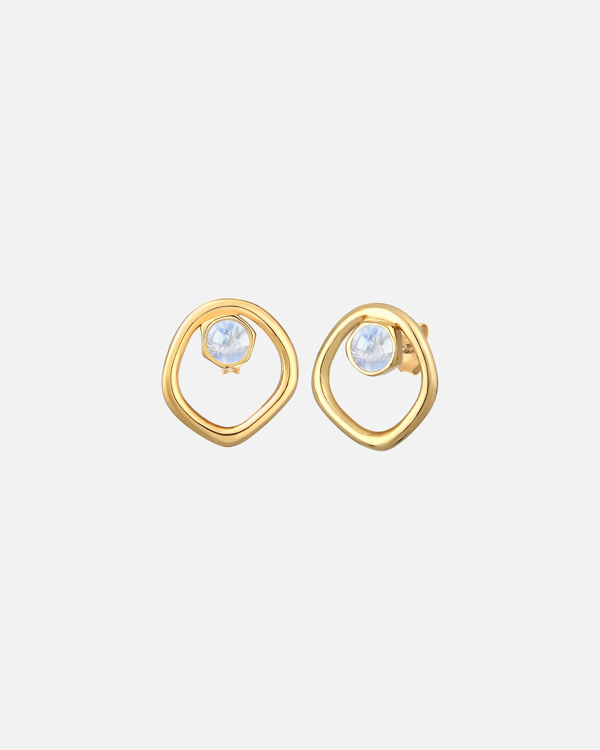 Elli PREMIUM Cercle Organique Élégant avec Pierre de Lune Boucles d'Oreilles Femme - (925/1000) Argent Plaqué Or