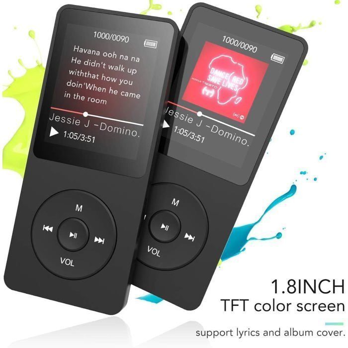 AGPTEK 16GB MP3-speler met hoofdtelefoon, FM-radio, opnamefunctie, e-book, 1,8