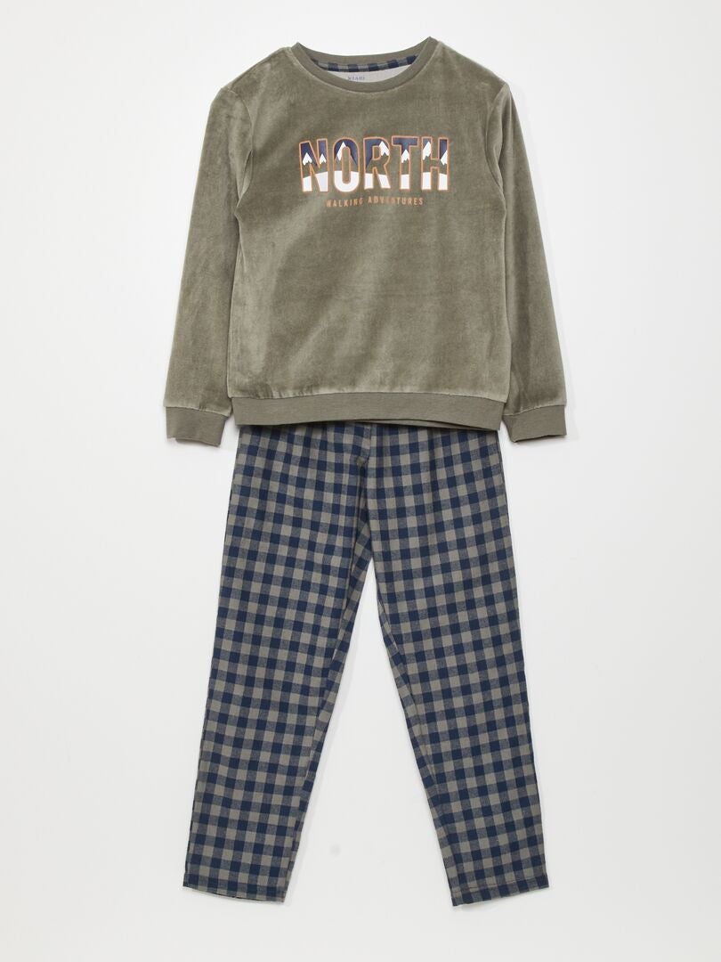 Conjunto de pijama de terciopelo - camiseta y pantalón - 2 piezas - CAQUI