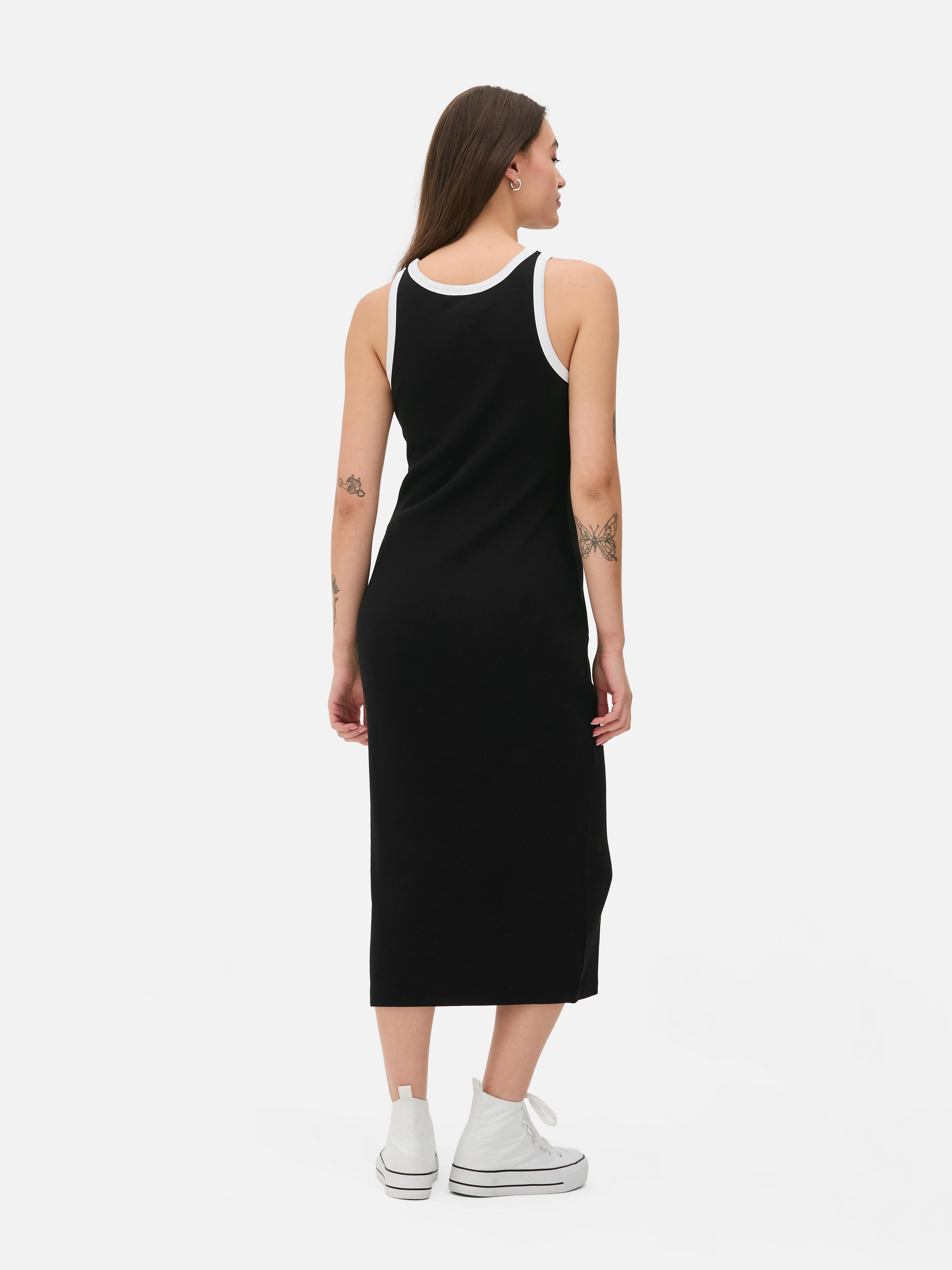 Rochie midi cu spate racer O rochie midi din jerseu cu design cu spate racer
