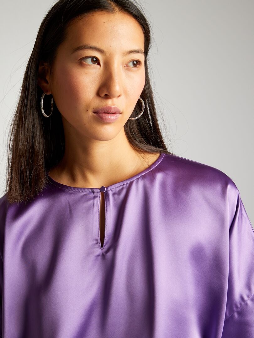 Mouwloze satijnen blouse in effen kleur - PAARS