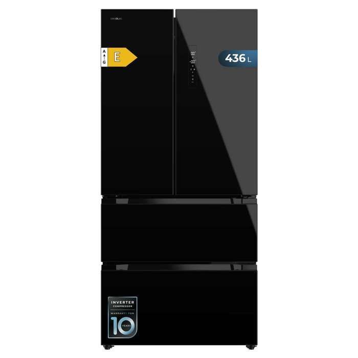 Cecotec Bolero CoolMarket FD 436 Black Glass E French Door Refrigerator
