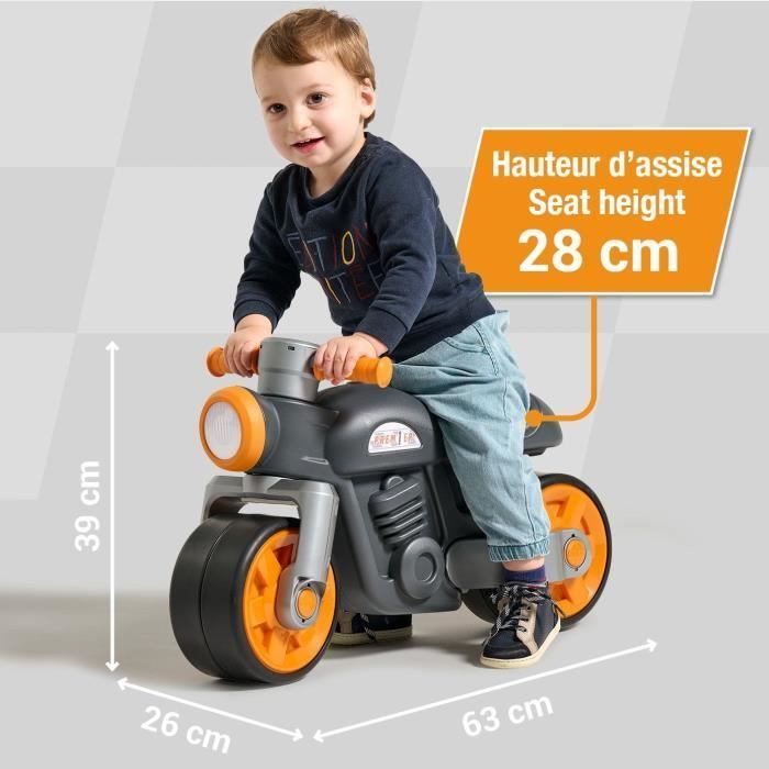 Draisienne Moto Premier - FALK - Avec roues silencieuses - Gris - 75% Plastique Recyclé - 100% Fabriqué en France - Dès 12 mois