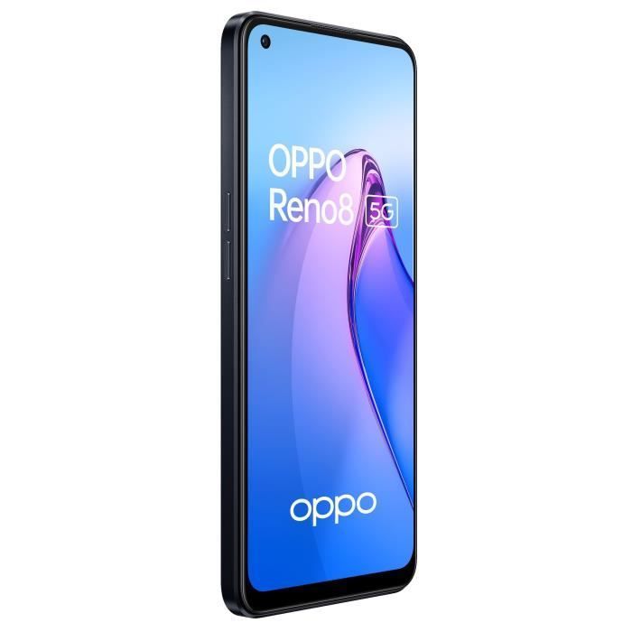 Smartphone - OPPO - Reno8 - 256 GB - 5G - Negro brillante - Cámara trasera dual