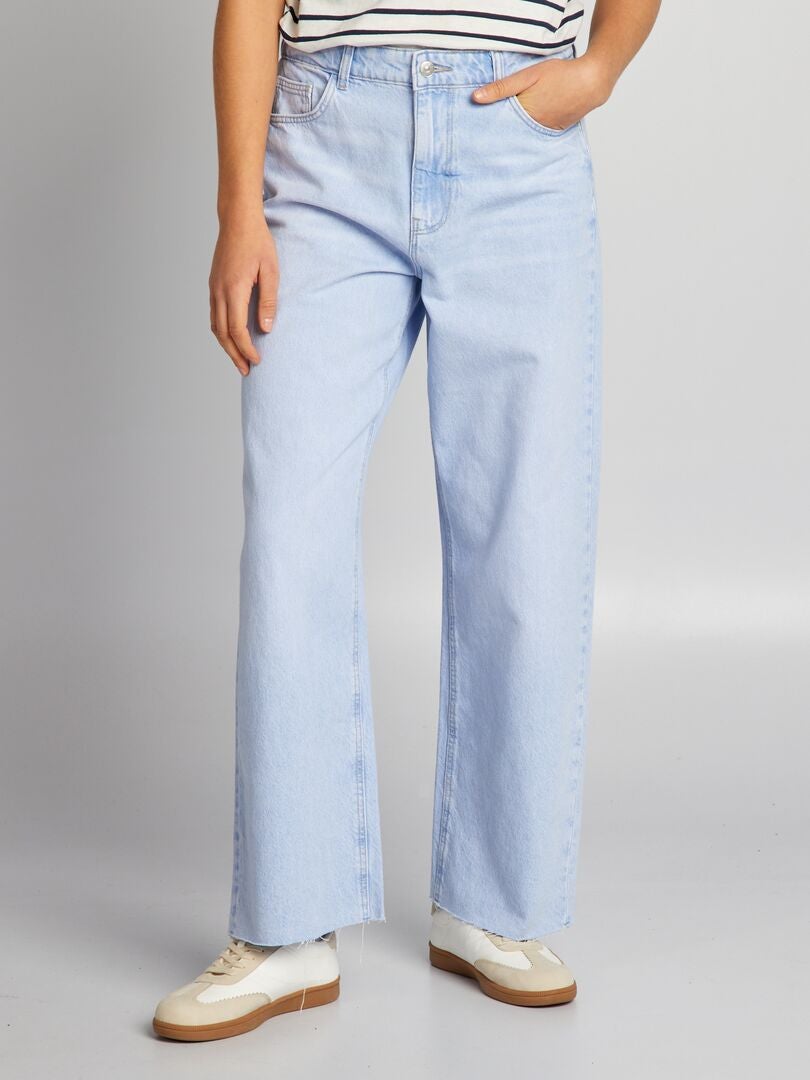 Calça jeans de cintura alta e pernas largas - AZUL