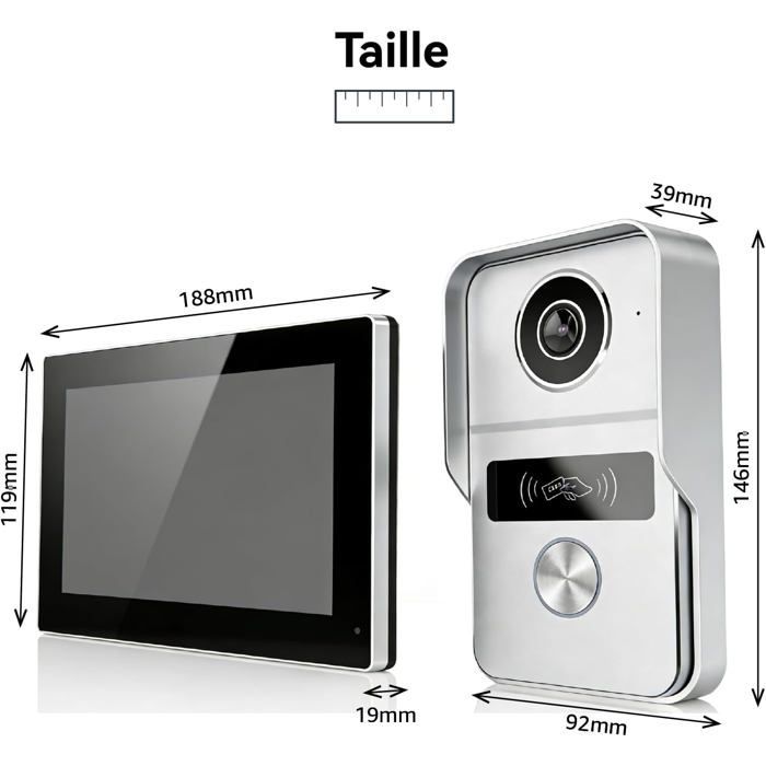 Kit videocitofono cablato a 2 fili con schermo da 7