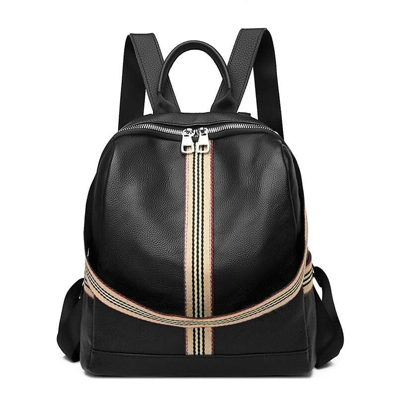 Zaino da donna di alta qualità con nastro, alla moda, multifunzionale, di grande capacità, casual, tinta unita, ideale per la scuola e i viaggi.