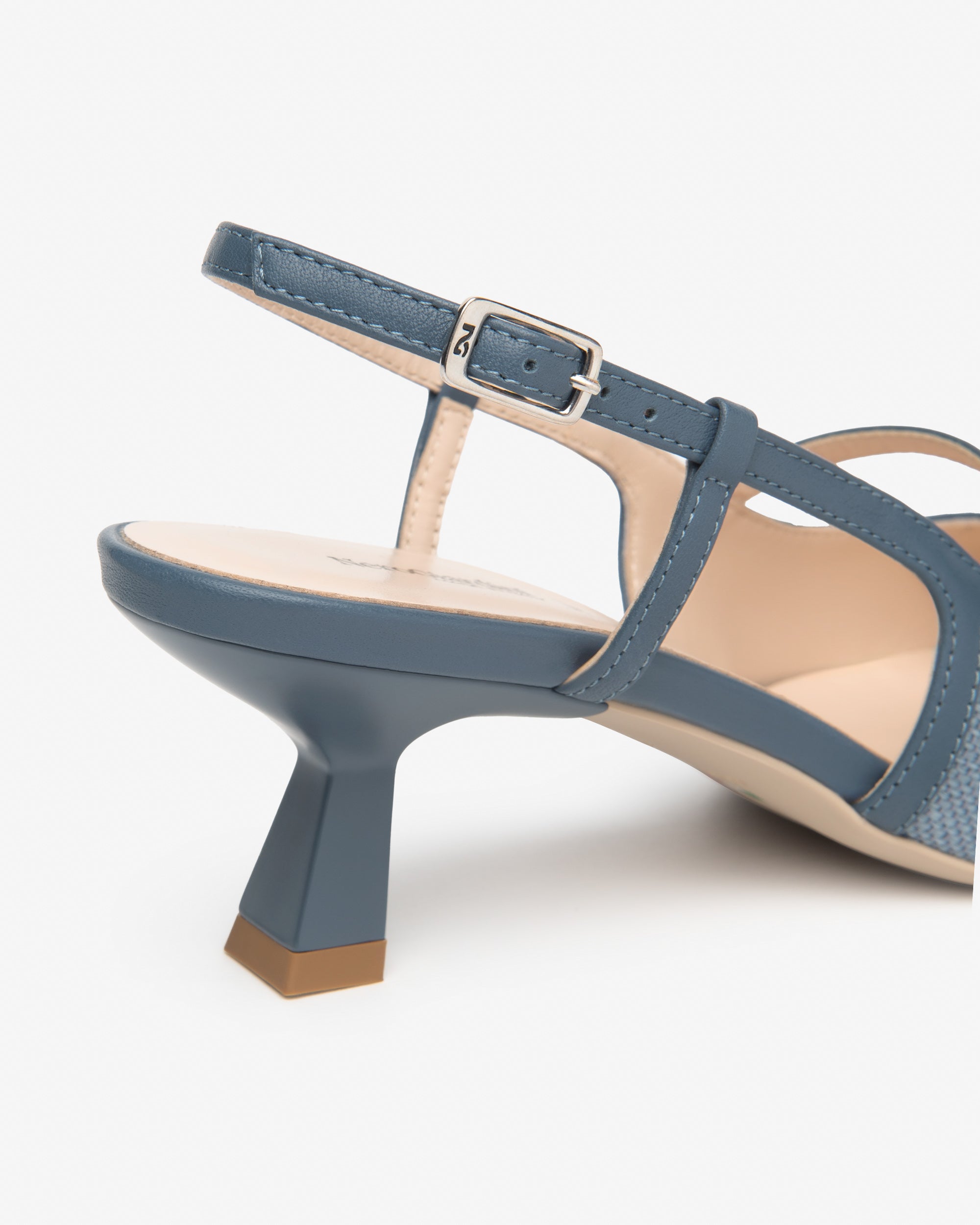 Damen-Slingback aus Leder und Stoff