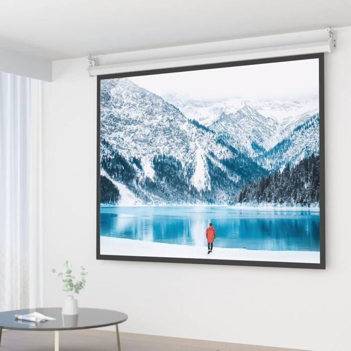 1 soporte en forma de L, de acero, con extensión ajustable y gancho, para pantalla de proyección de pared o techo.