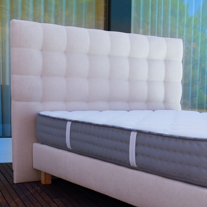 VIEW upholstered headboard in high-quality beige fabric - width 160 x length 122 cm