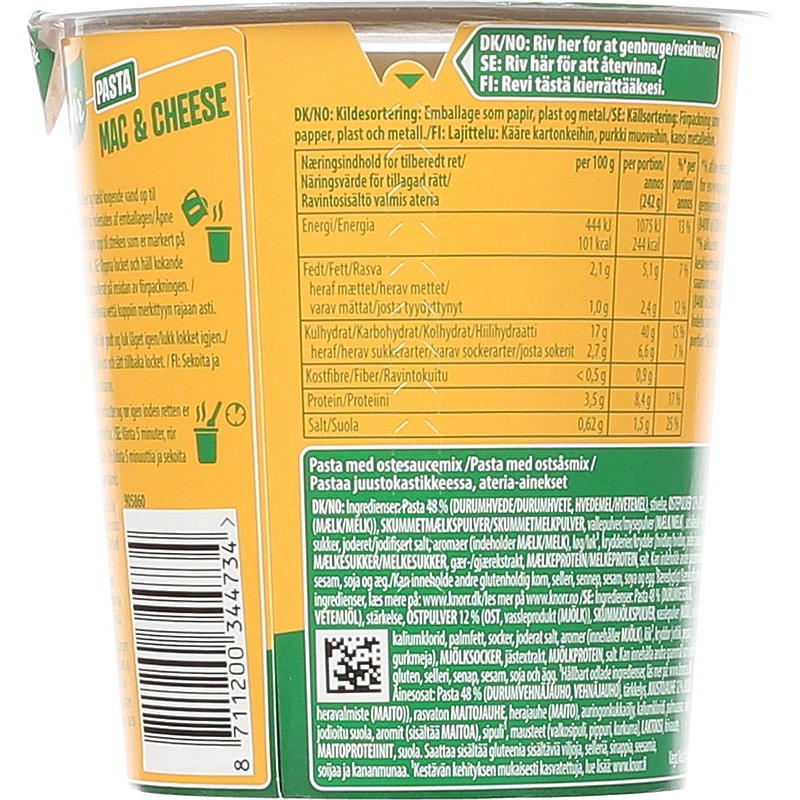Vasito de pasta Knorr 60 g Macarrones con queso Knorr