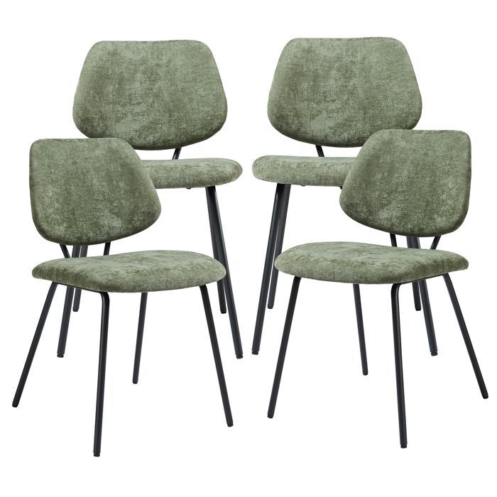Juego de 4 sillas de comedor Köma de color verde oscuro