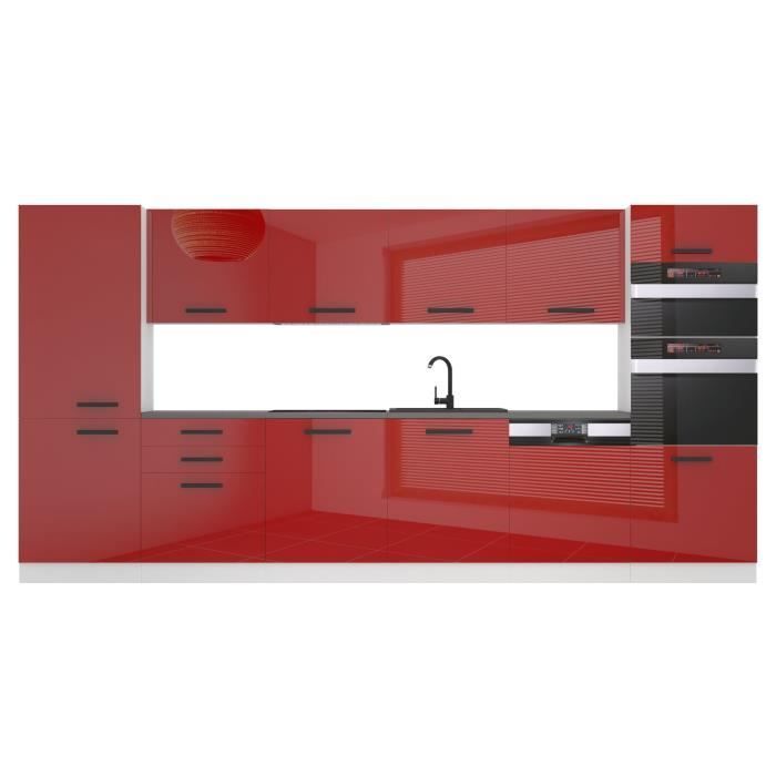 Cucina completa - B BELINI GROUP - NAOMI - Rosso lucido - 360 cm - Design contemporaneo