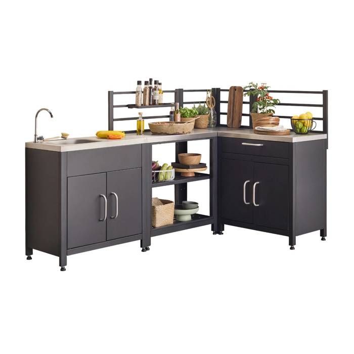 Cocina exterior GRIMAUD de acero inoxidable de 4 módulos