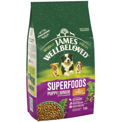 James Wellbeloved Puppy/Junior Superfoods - Γαλοπούλα με Λάχανο και Κινόα