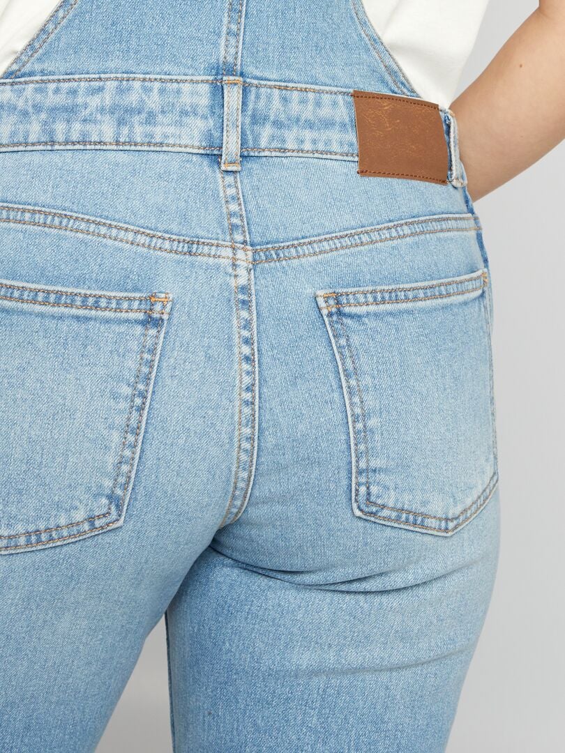 Macacão jeans elástico para gestantes - AZUL