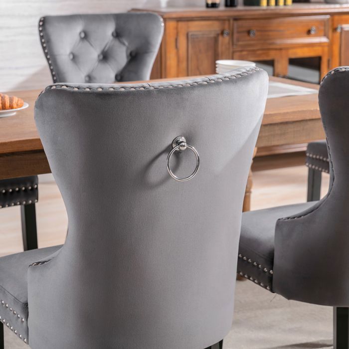 Set di 2 sedie da pranzo di seconda generazione, spesse e invitanti, color velluto, con gambe e pomelli in rovere.