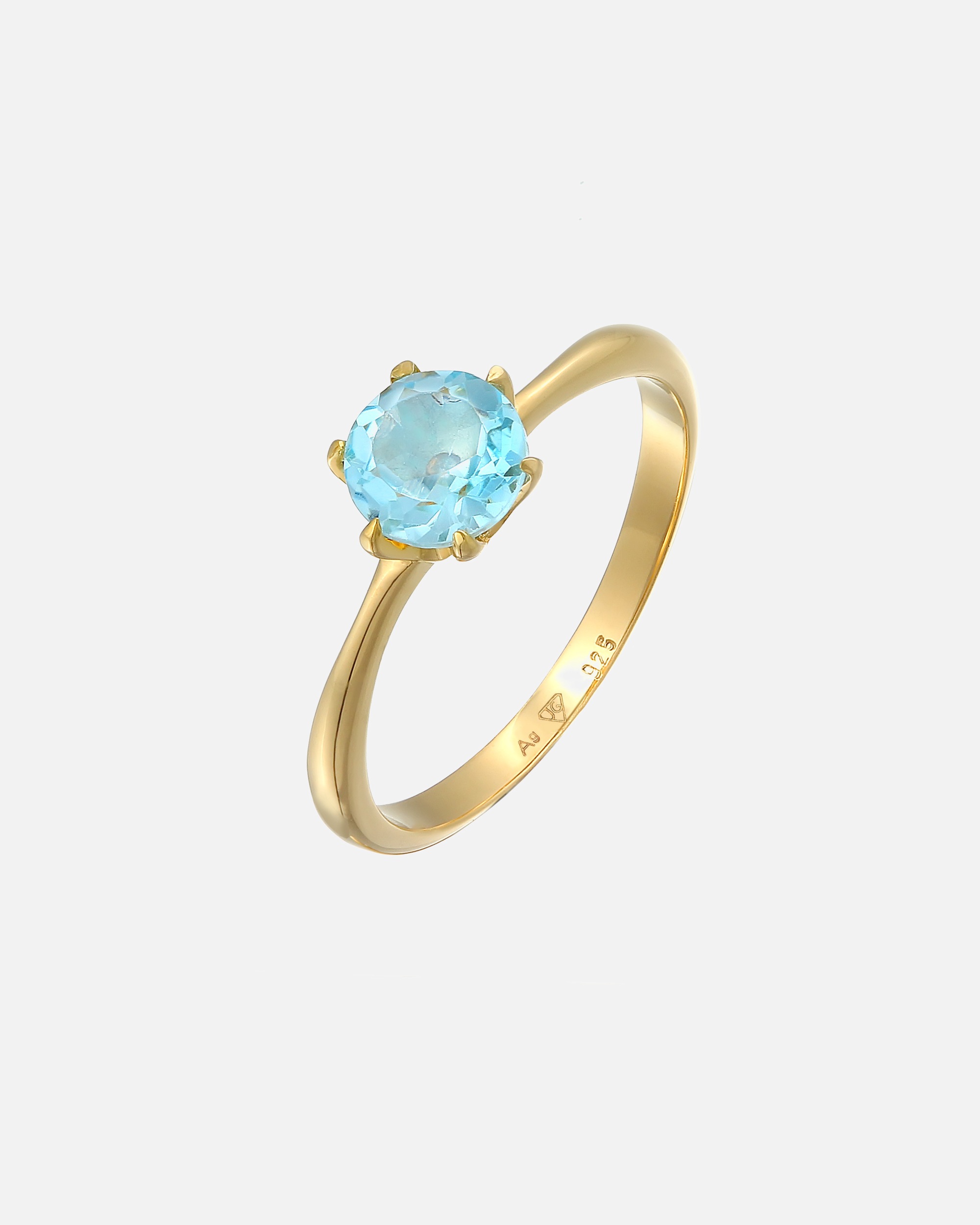 Elli PREMIUM Femmes Solitaire Basic avec topaze en argent sterling 925 plaqué or