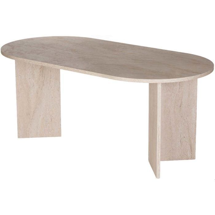 Tavolo da pranzo ovale Sablin - 180x90x75 cm - travertino