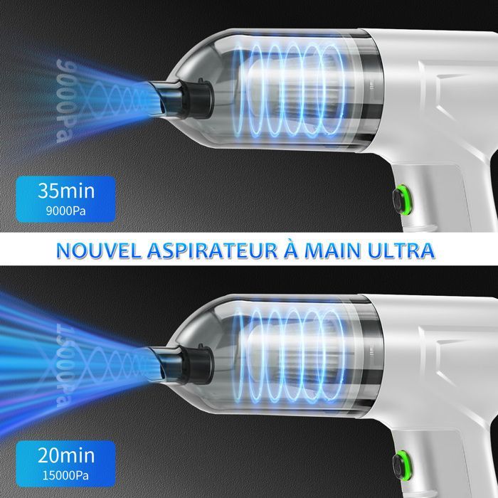 Aspirateur à Main sans Fil de Voiture 4en, avec filtre HEPA multi-filtration, pour la maison,la voiture et l'extérieur