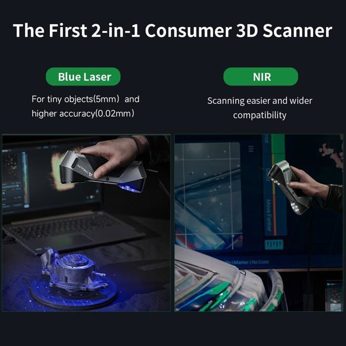 Creality CR-Scan Raptor Scanner 3D pour impression 3D, précision 0,02 mm, vitesse de 60 fps, prise en charge d'objets de 5 à 2000