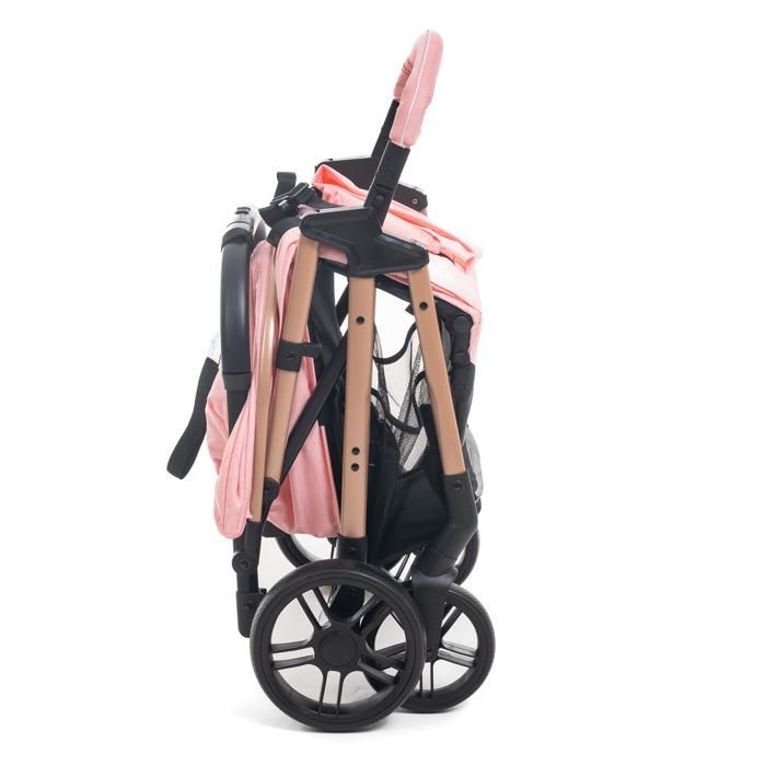 Bebelissimo - Ultra Compact Baby Stroller - Lightweight - One-Hand Fold - Walnut - Pink