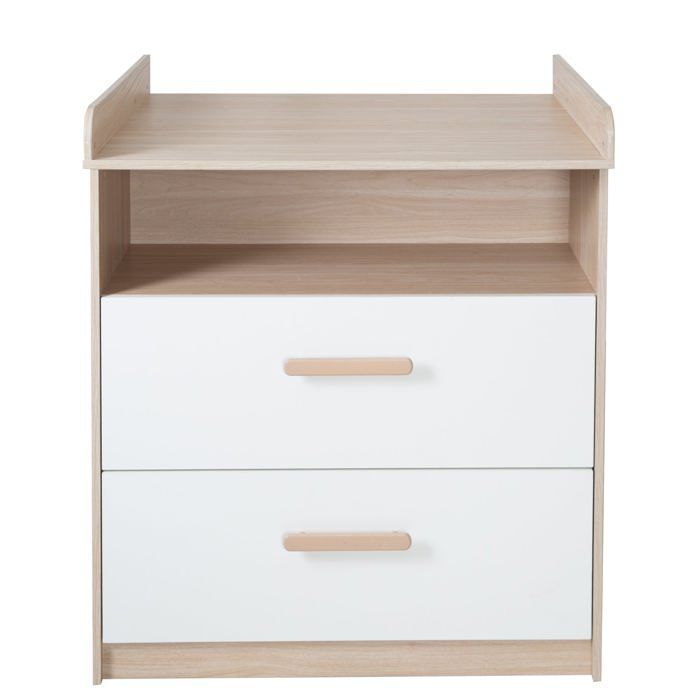 Convertible changing table - ROBA - CABANE - 2 drawers - Removable changing extension - Oak / White