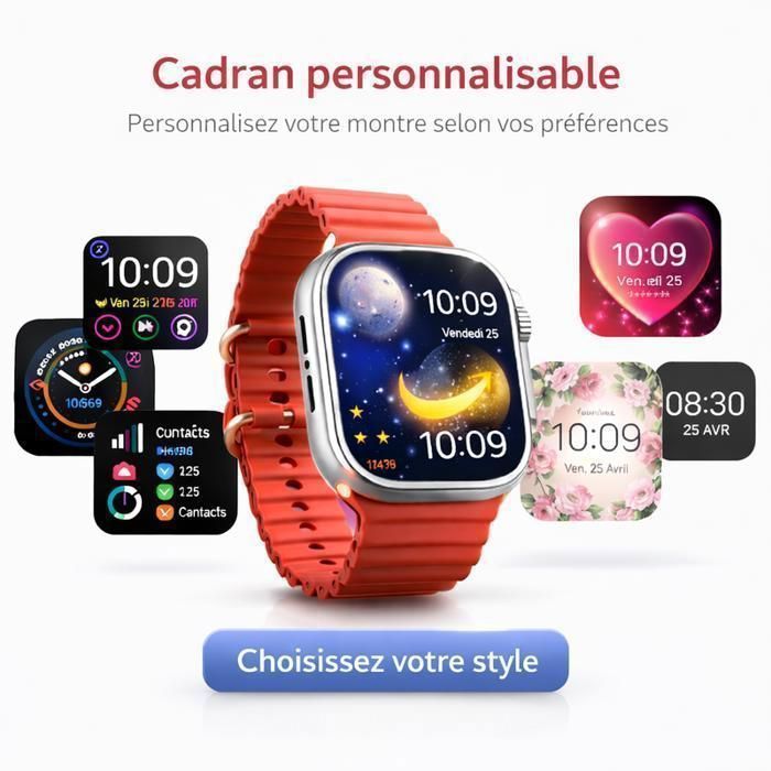Montre Connectée Homme Femme Bluetooth Appels Multifonction Sport Cardiofrequencemètre IP67 Étanche Smartwatch pour Android iphone