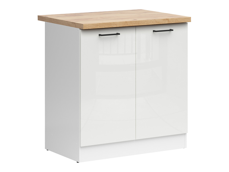 Szafka kuchenna dolna Junona Line 80 cm kredowy połysk z blatem