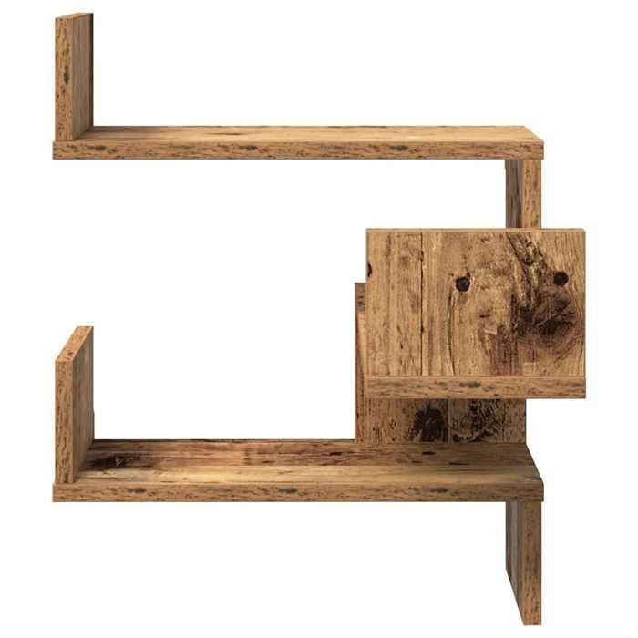 vidaXL Hoekwandplank, Oud Hout Afwerking, 40x40x49,5 cm, Samengesteld Hout, Wandplank, Hangplank, Wandplank 856606