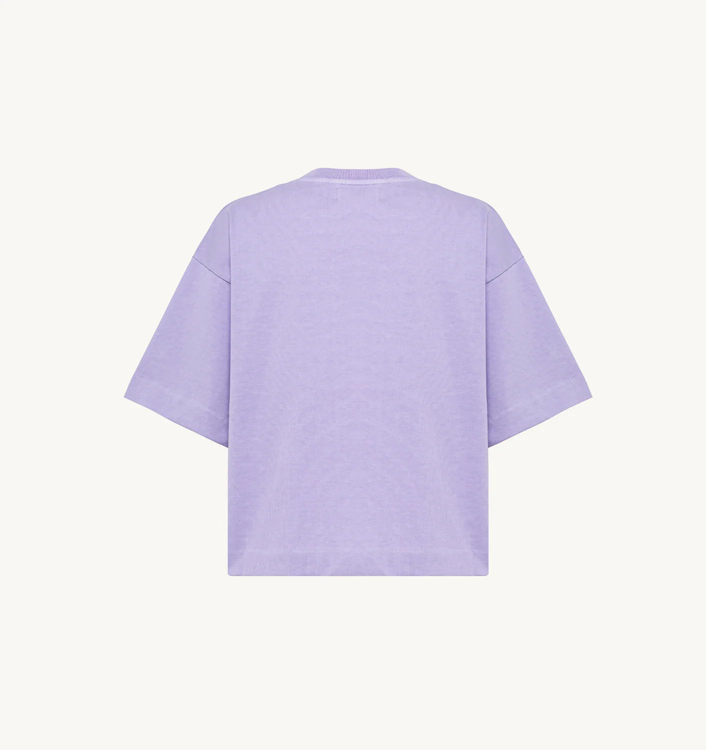 Tricou scurt din jerseu de bumbac liliac, croială dreptunghiulară