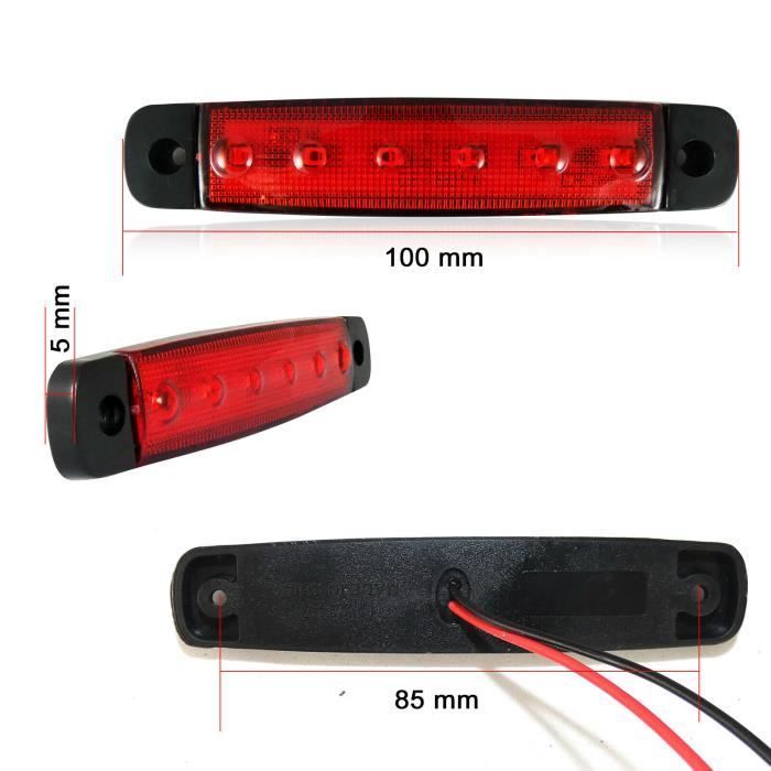 10 luces de posición traseras rojas de 24 V para camión, remolque, semirremolque, caravana, tractor, autocaravana o caravana.