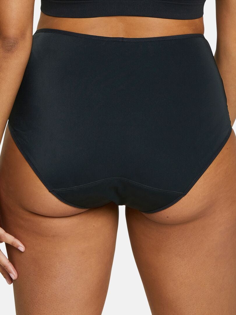 'Sans Complexe' Bi-Material High-Waisted Slip - ZWART