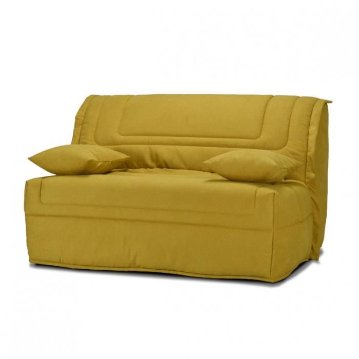 BZ Schlafsofa 140x190 cm in gelbem Stoff mit 12 cm dicker Matratze – BUZZY Meubletmoi