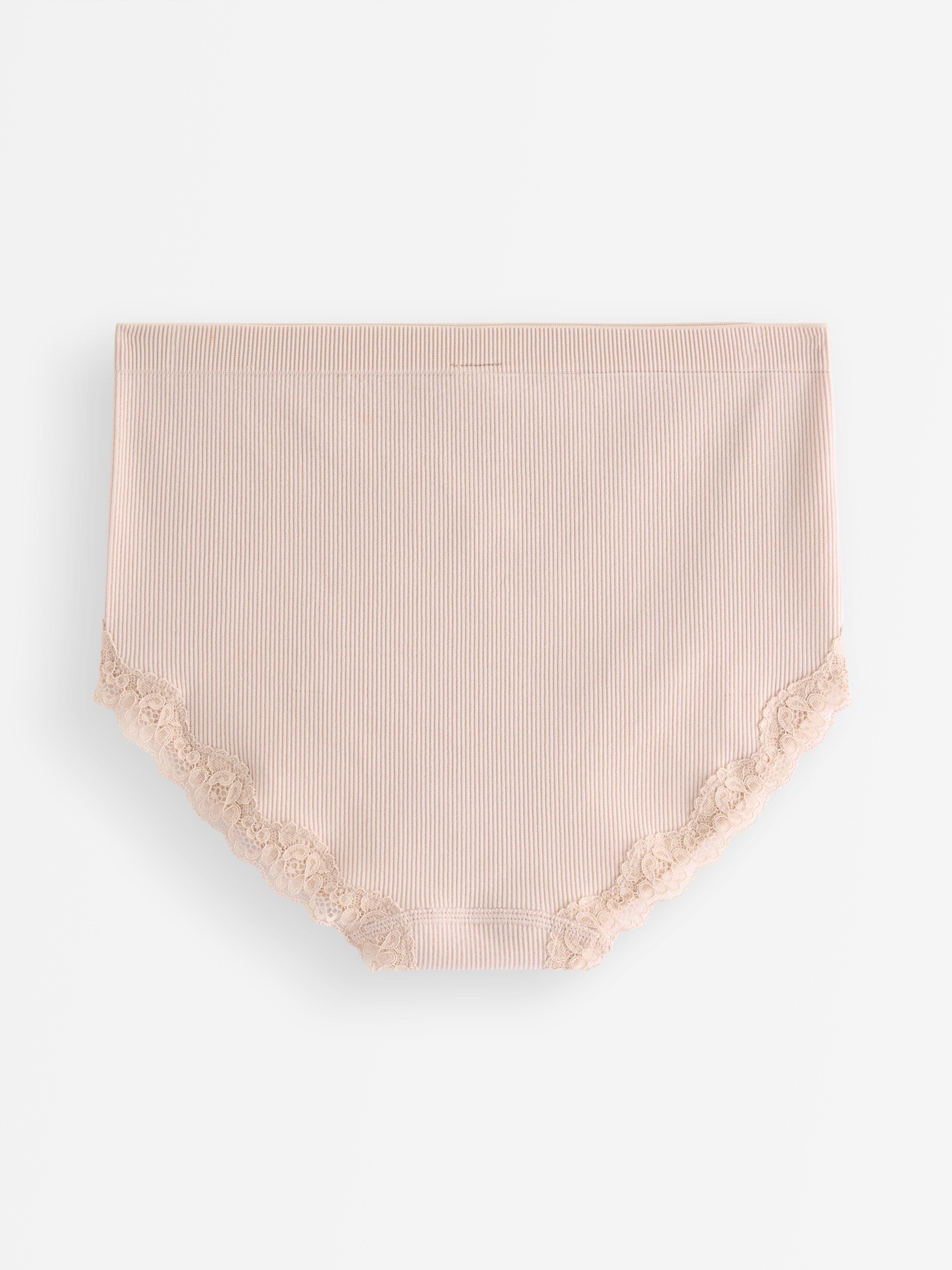 Žebrované kalhotky s vysokým pasem světle béžové barvy