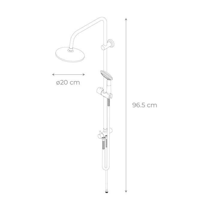 K2O Chillout Cascade Shower Column 96.5 cm - Shower Head Ø20 cm - 3-Position Hand Shower