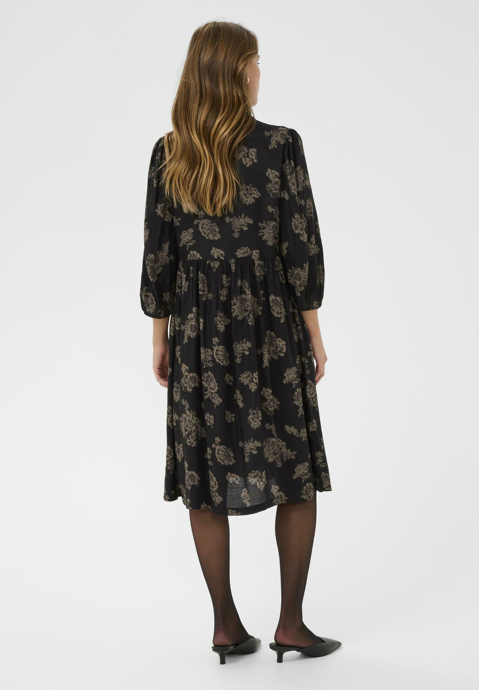 Kaffe EVERLY PRINTED - Sukienka dzienna - czarno-brązowe kwiaty