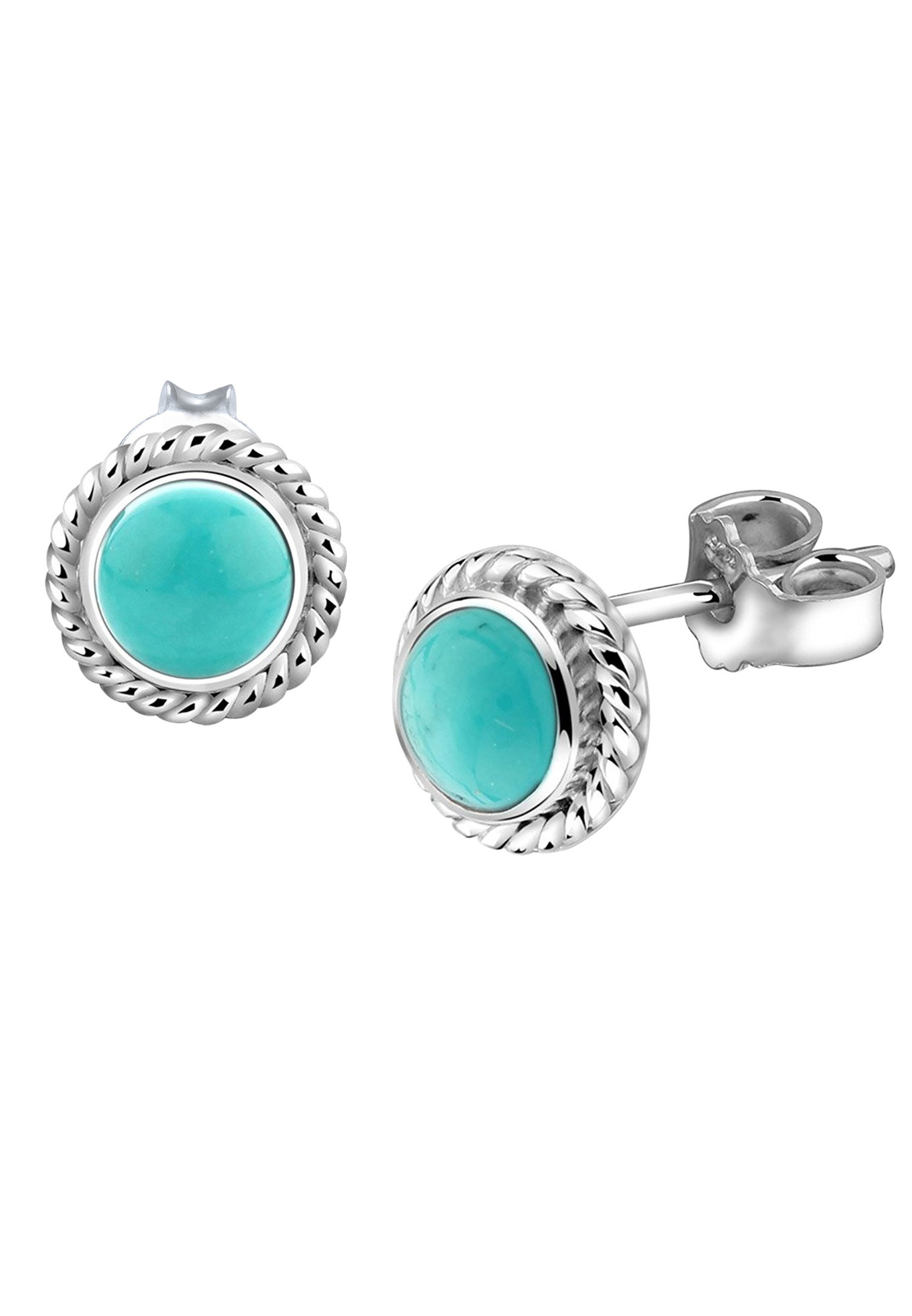 Nenalina Clous d'oreilles pour Femmes Classique avec pierre précieuse Howlite turquoise en argent sterling 925