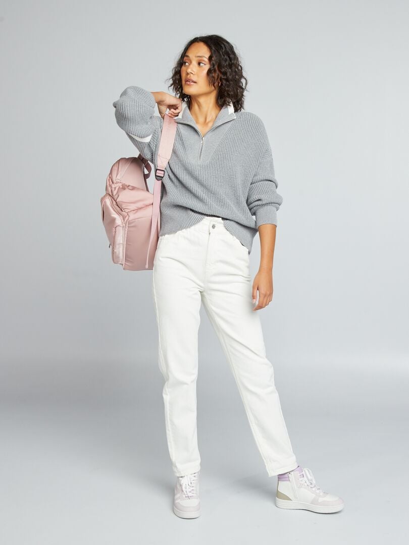 Jersey de cuello alto con cremallera - GRIS