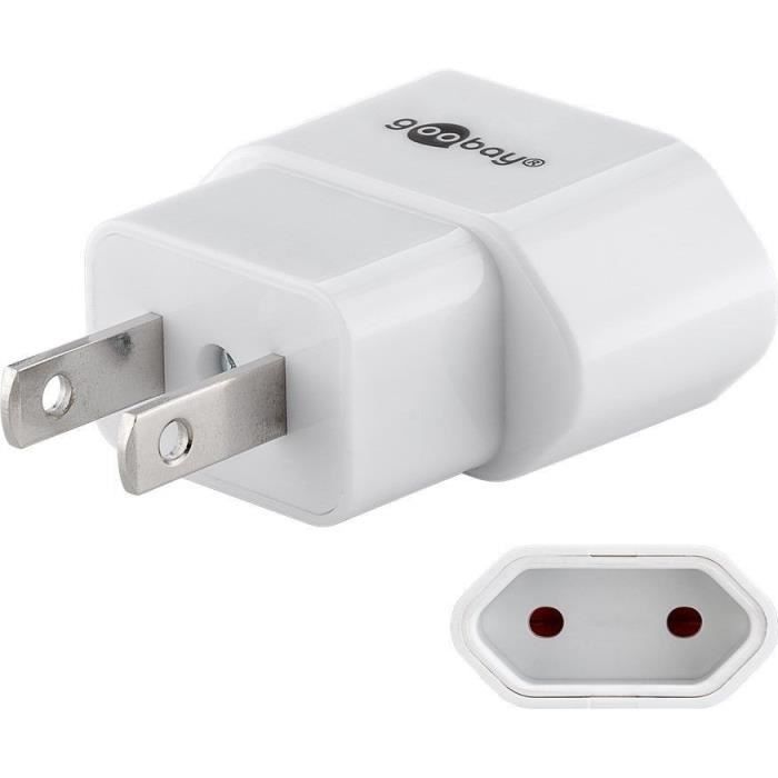 Power adapter - GOOBAY - EURO to US/JAP - Super-compact - White - Indoor