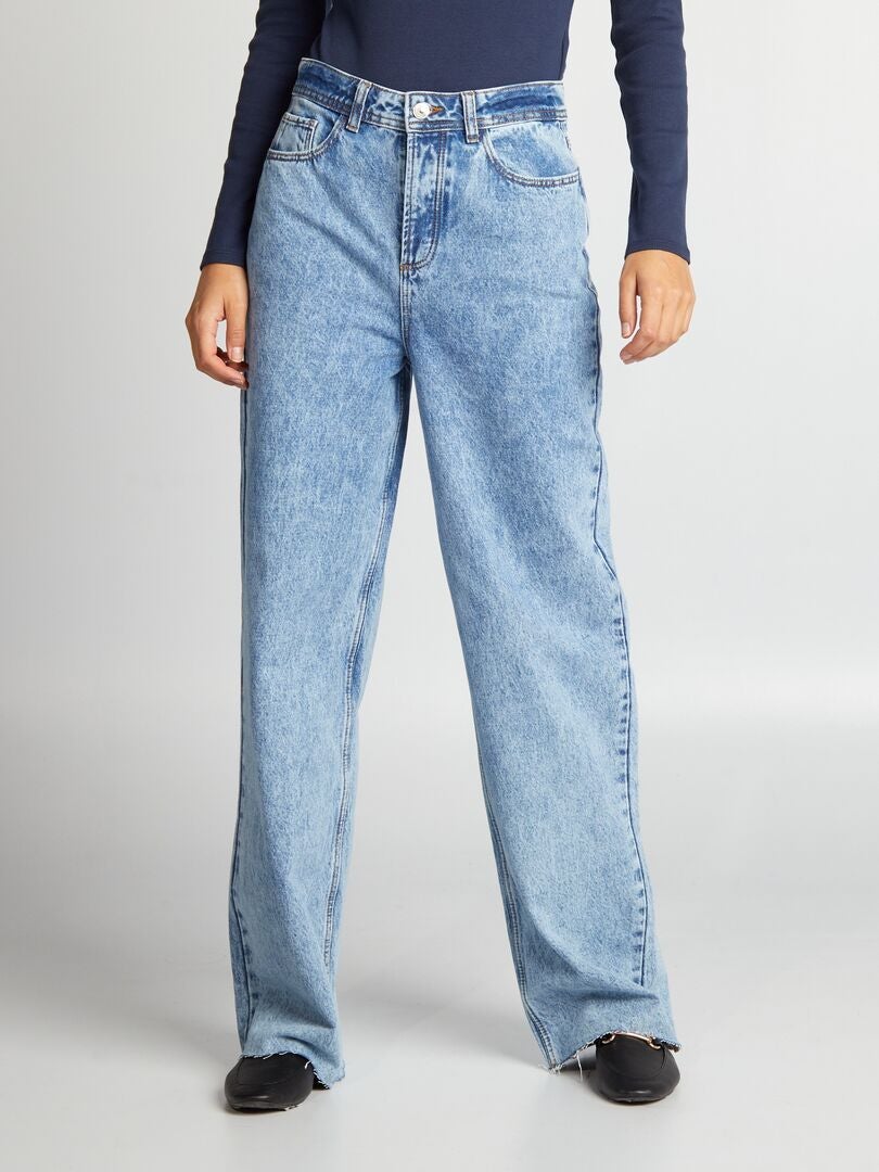Calça jeans de perna larga - AZUL