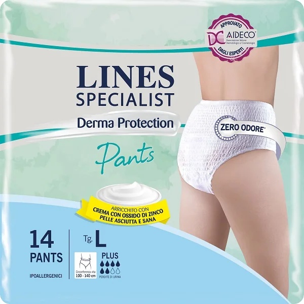 LINES Calças Derma Specialist Plus Tamanho G, 14 peças para incontinência