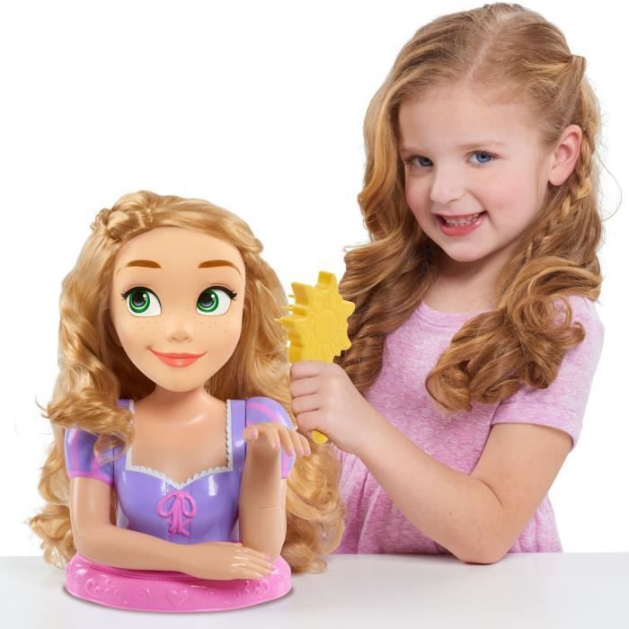 Testa per acconciature - DISNEY - Rapunzel Deluxe - 12 accessori - Flacone di smalto finto - Guida all'acconciatura