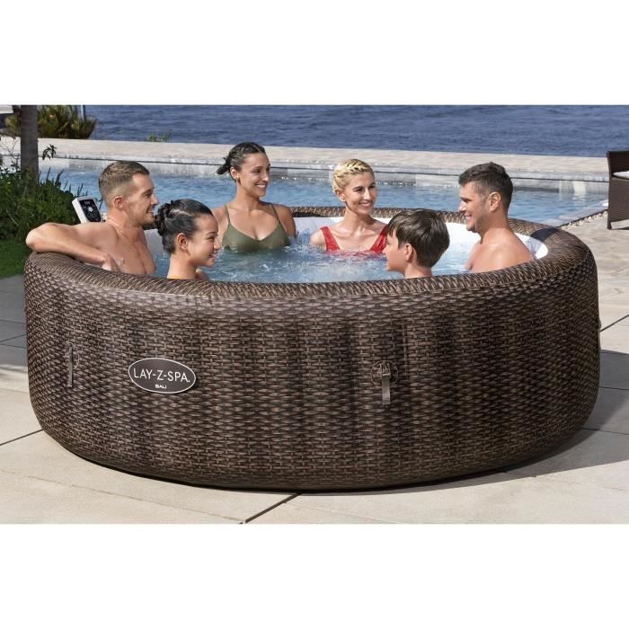 BESTWAY inflatable spa - Lay-Z-Spa Bali - 180 airjets - 216 x 71 cm - 5 to 7 seats - Round (cover, cartridge, diffuser)