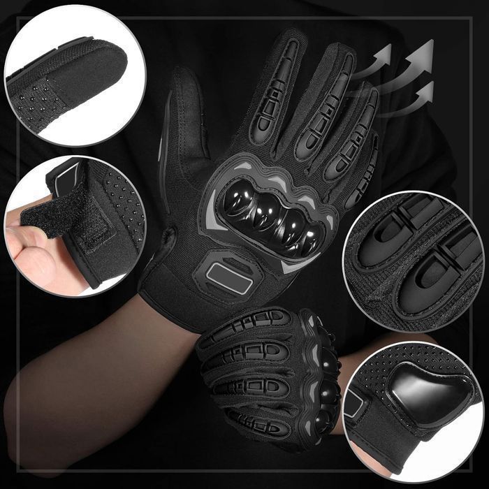 Guantes de moto, guantes de dedos completos para pantallas táctiles para carreras de motos, escalada, caza, motocross y otros deportes al aire libre.